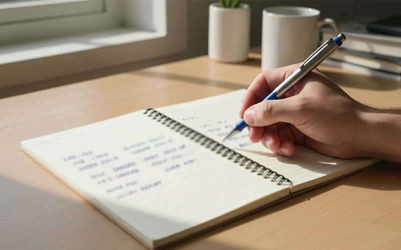 Notebook with handwritten betting notes and analysis