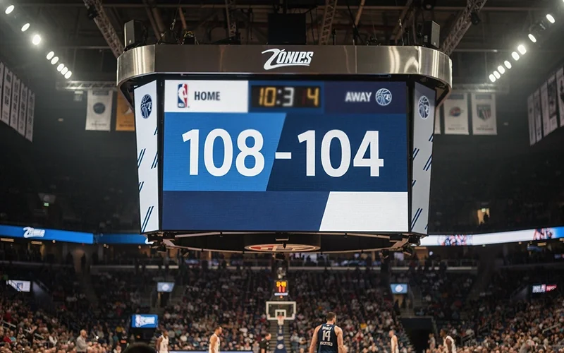 Arena scoreboard showing high game score total